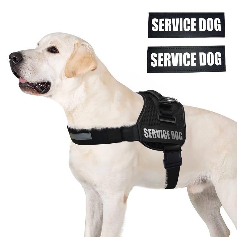 ALBCORP Service Dog Vest Harness â€“ Reflective, No-Pull Harness with Handle & Comfy Mesh Padding â€“ Sizes XXS-XL for Puppies, Small & Large Dogs â€“ 2 Removable Service Patches Included (Large, Greencamo) - Image 2